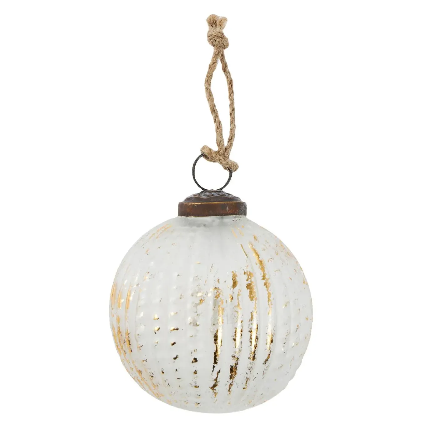 Glaskugel Längsrillen, Creme/gold, 7 Cm