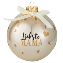 Glaskugel Spruch, Mama/champagner/glänzend, 10 Cm