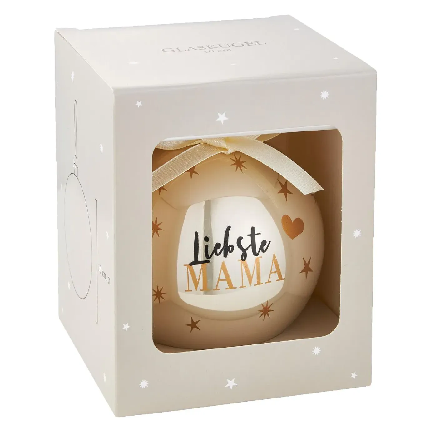 Glaskugel Spruch, Mama/champagner/glänzend, 10 Cm