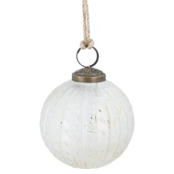 Glaskugel Zopf, Creme/gold, 7 Cm