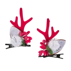 Haarclip Geweih Mit Pompom, Rot/weiß