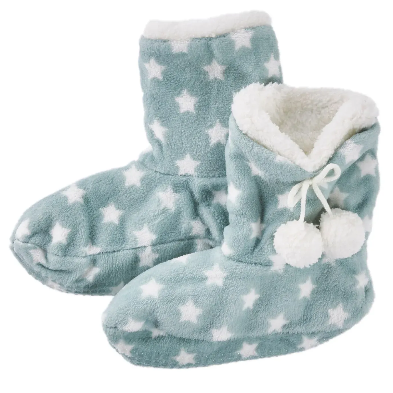 Hausschuhe Bootie, Sterne/grün, Größe 40-42