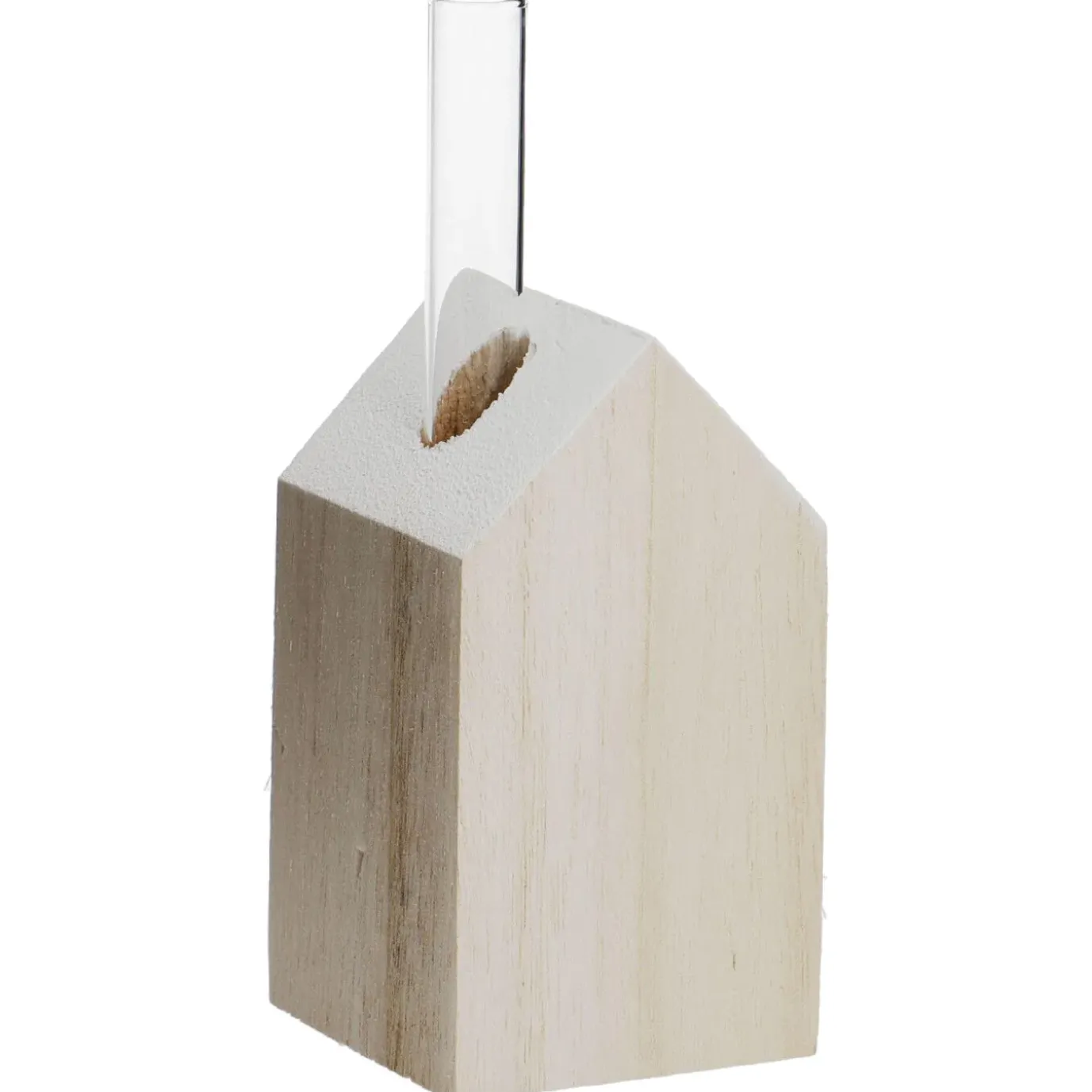 Holzhaus Mit Glasrohr, Natur/weiß, 18 Cm