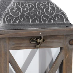 Holz-Laterne Medan, Braun-gewischt, 39 Cm