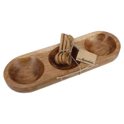 Holzschale Mit 3 Löffeln, Natur