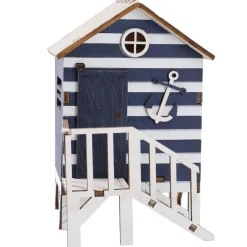 Holz-Strandhaus, Blau, 16 Cm