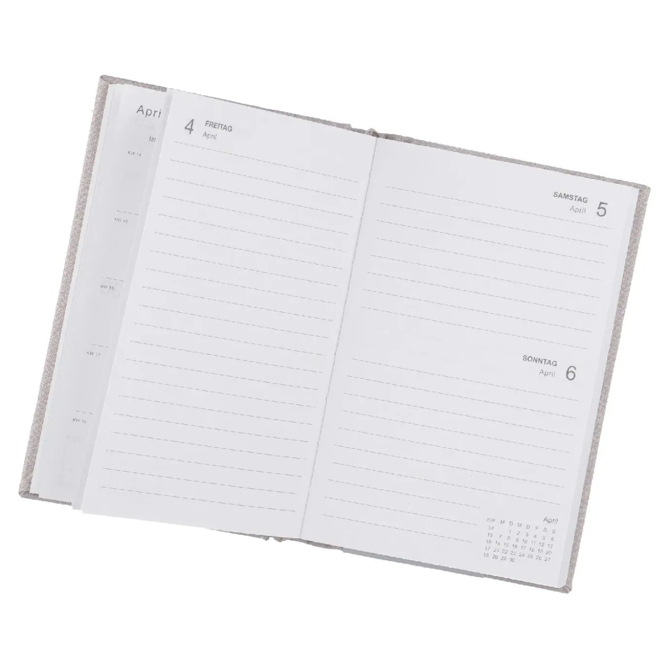 Kalender Textil, A6, Hellgrau