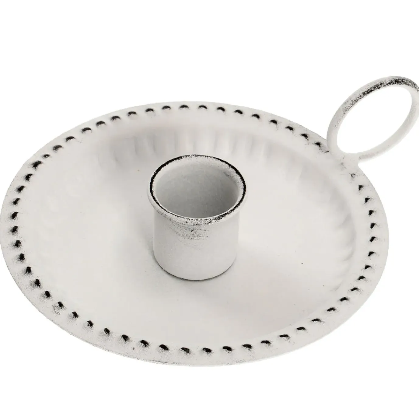 Kerzenständer Mini, Stabkerze, Weiß, Flach/Rillen