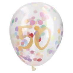Konfetti-Ballon Geburtstag, 50, 6 Stück
