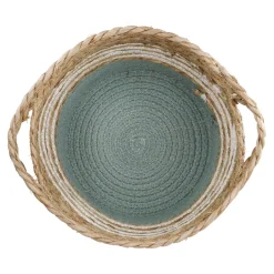 Korb Streifen Mit Henkel, Grün/weiß, 34 X 26 Cm