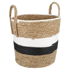 Korb Wasserhyazinthe, Schwarz/weiß/natur, 30 X 29 Cm