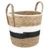 Korb Wasserhyazinthe, Schwarz/weiß/natur, 26 X 26 Cm