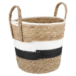 Korb Wasserhyazinthe, Schwarz/weiß/natur, 26 X 26 Cm