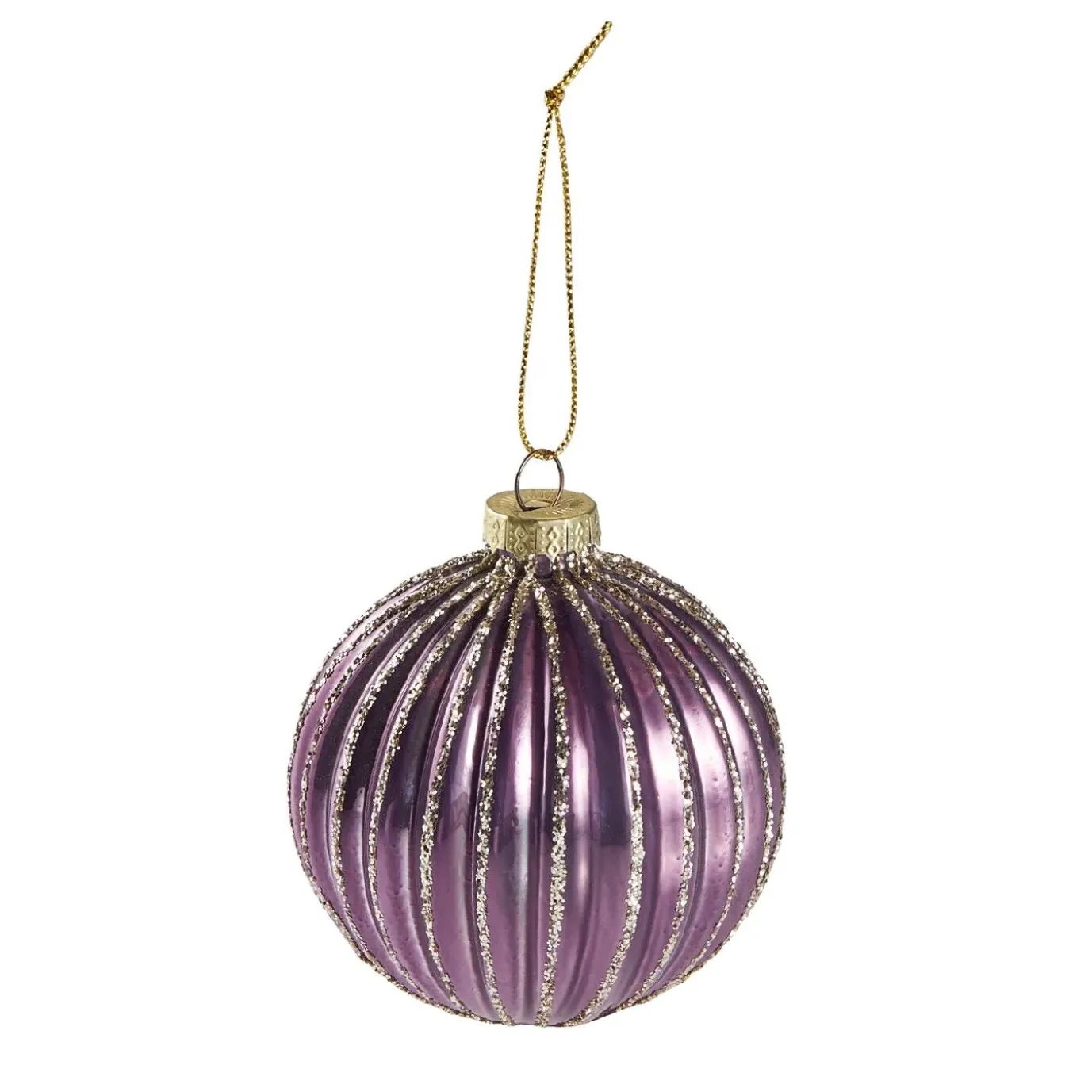 Kugel Dekor, Rillen/lila, 8 Cm