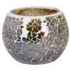 Kugel-Windlicht Mosaik, Bernstein/silber/grün, 10 X 8 Cm