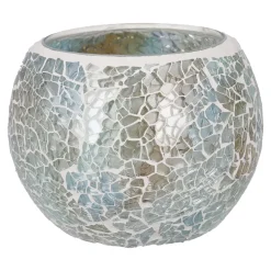 Kugel-Windlicht Mosaik, Hellblau/silber, 10 X 8 Cm