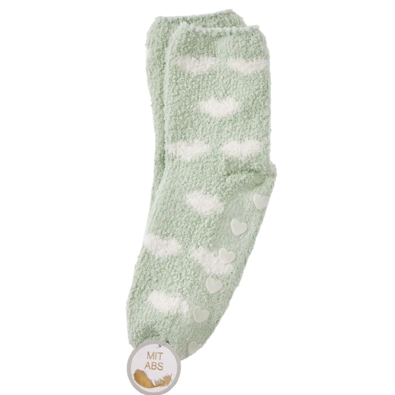 Kuschelsocken Anti-Rutsch, Herzen/grün
