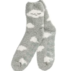 Kuschelsocken Anti-Rutsch, Wolke/grün