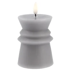 LED-Kerze Design, Eckig/grau, 12 Cm