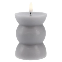 LED-Kerze Design, Rund/grau, 12 Cm
