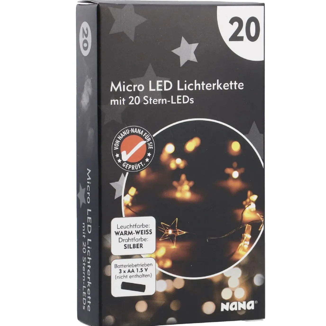 Lichterkette Sterne, Draht, 20er, 190 Cm