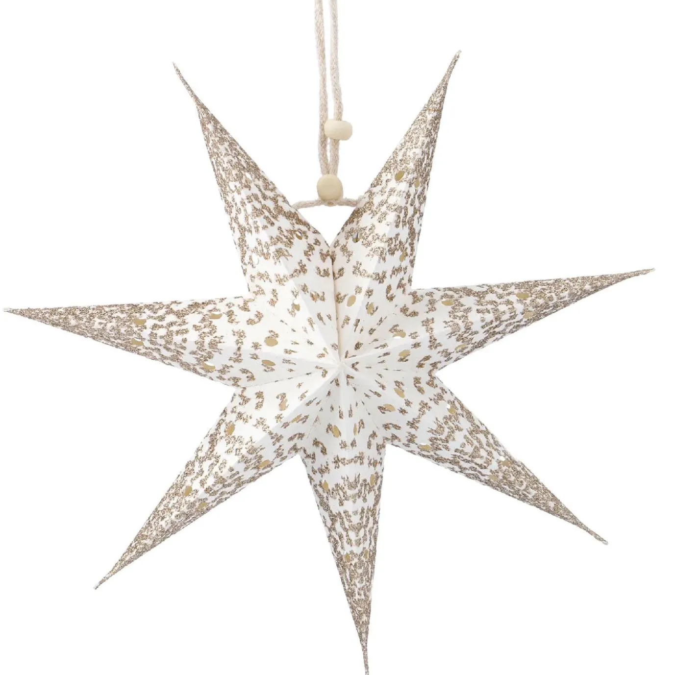 Papierstern Konfetti, Weiß/champagner, 18 Cm