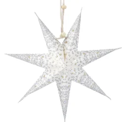 Papierstern Konfetti, Weiß/silber, 18 Cm
