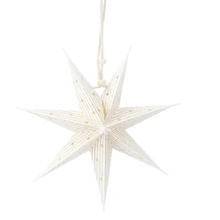Papierstern Punkte, Weiß/gold, Streifen, 18 Cm