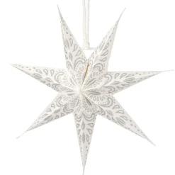 Papierstern, Weiß/silber, Ornament, 18 Cm