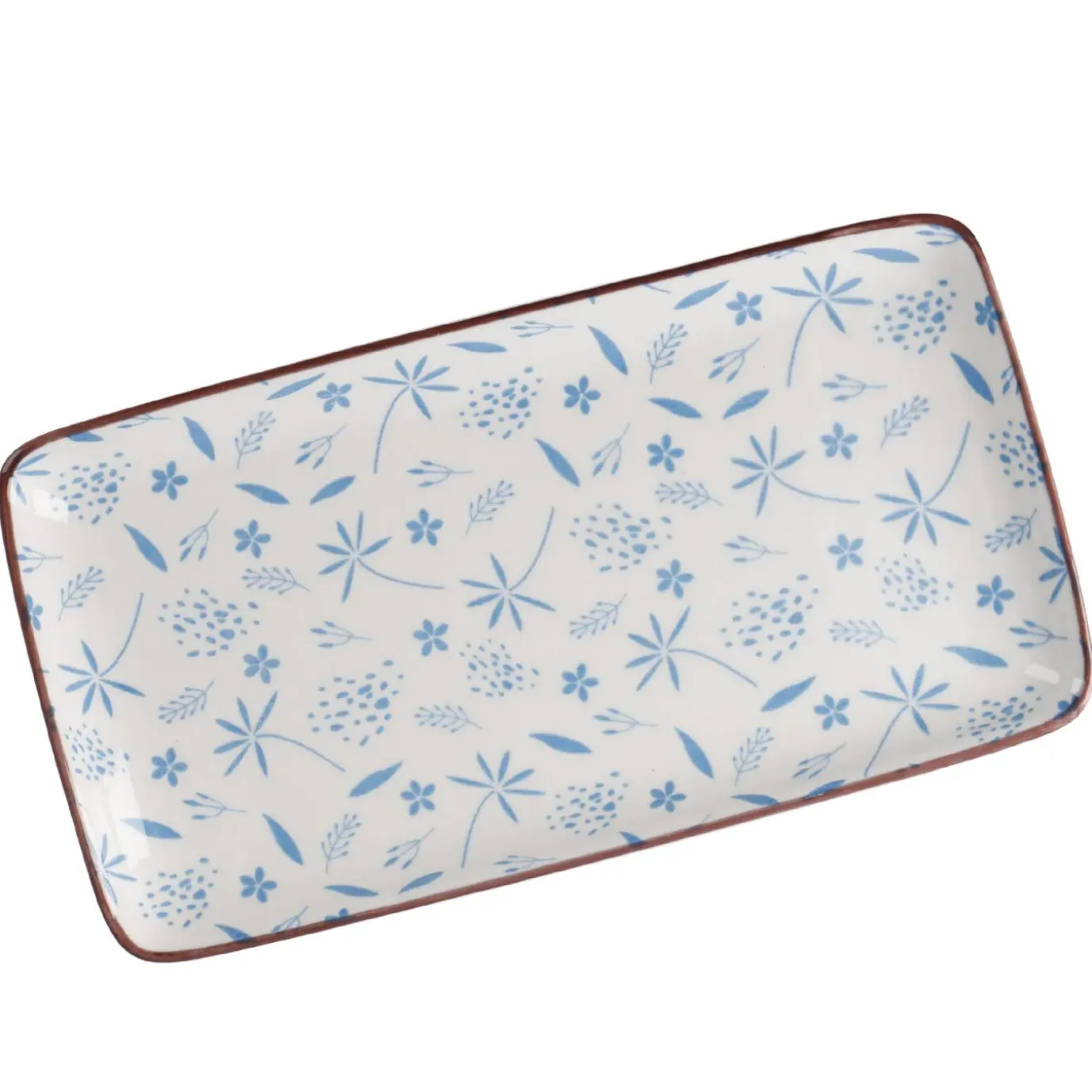 Platte China, Blau, Gräser, 23 Cm
