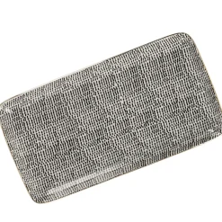 Platte China, Goldrand, Schwarz/weiß, Striche, 23 Cm