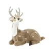 Rentier Fell/Glitzer, Liegend, Braun, 12 Cm