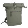 Rucksack Rolltop Mit Reflektor, Oliv, 16 Liter
