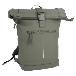 Rucksack Rolltop Mit Reflektor, Oliv, 16 Liter