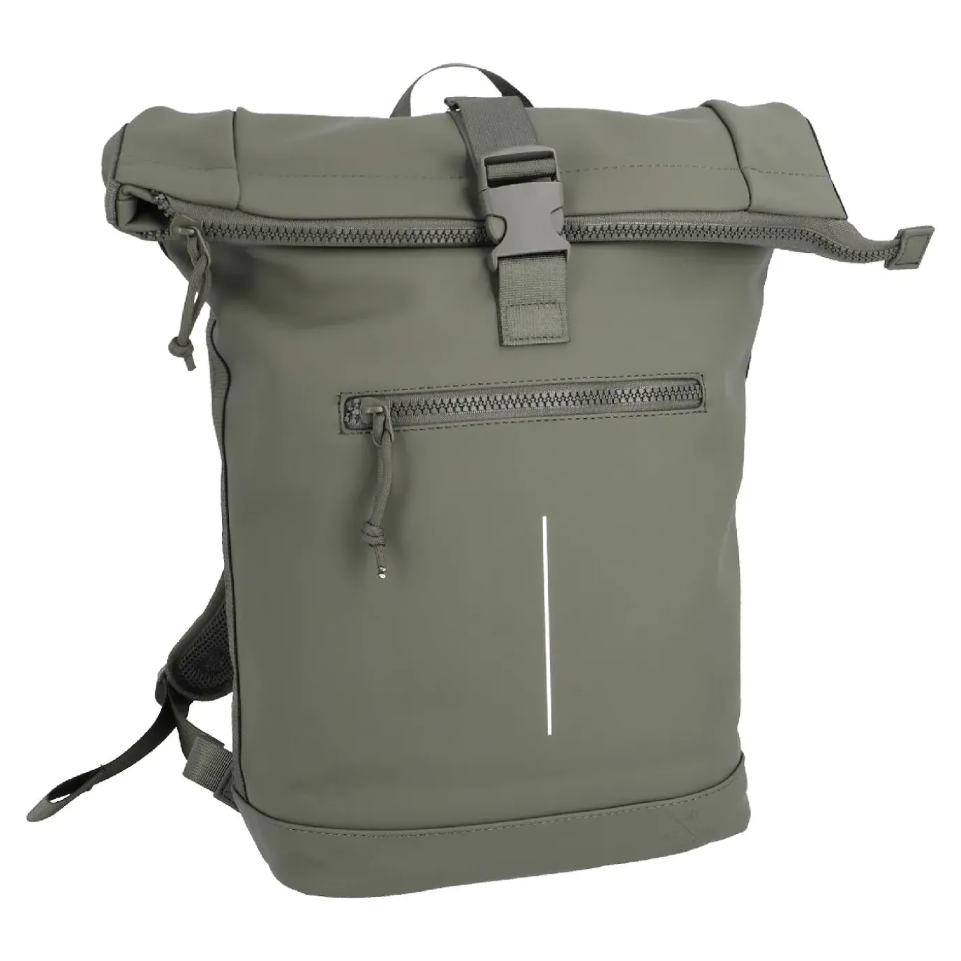 Rucksack Rolltop Mit Reflektor, Oliv, 16 Liter