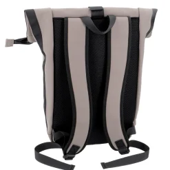 Rucksack Rolltop Mit Reflektor, Taupe, 16 Liter