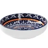 Schale China, Flach, Blau/orange, 9 Cm