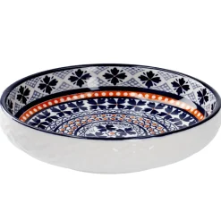 Schale China, Flach, Blau/orange, 15 Cm