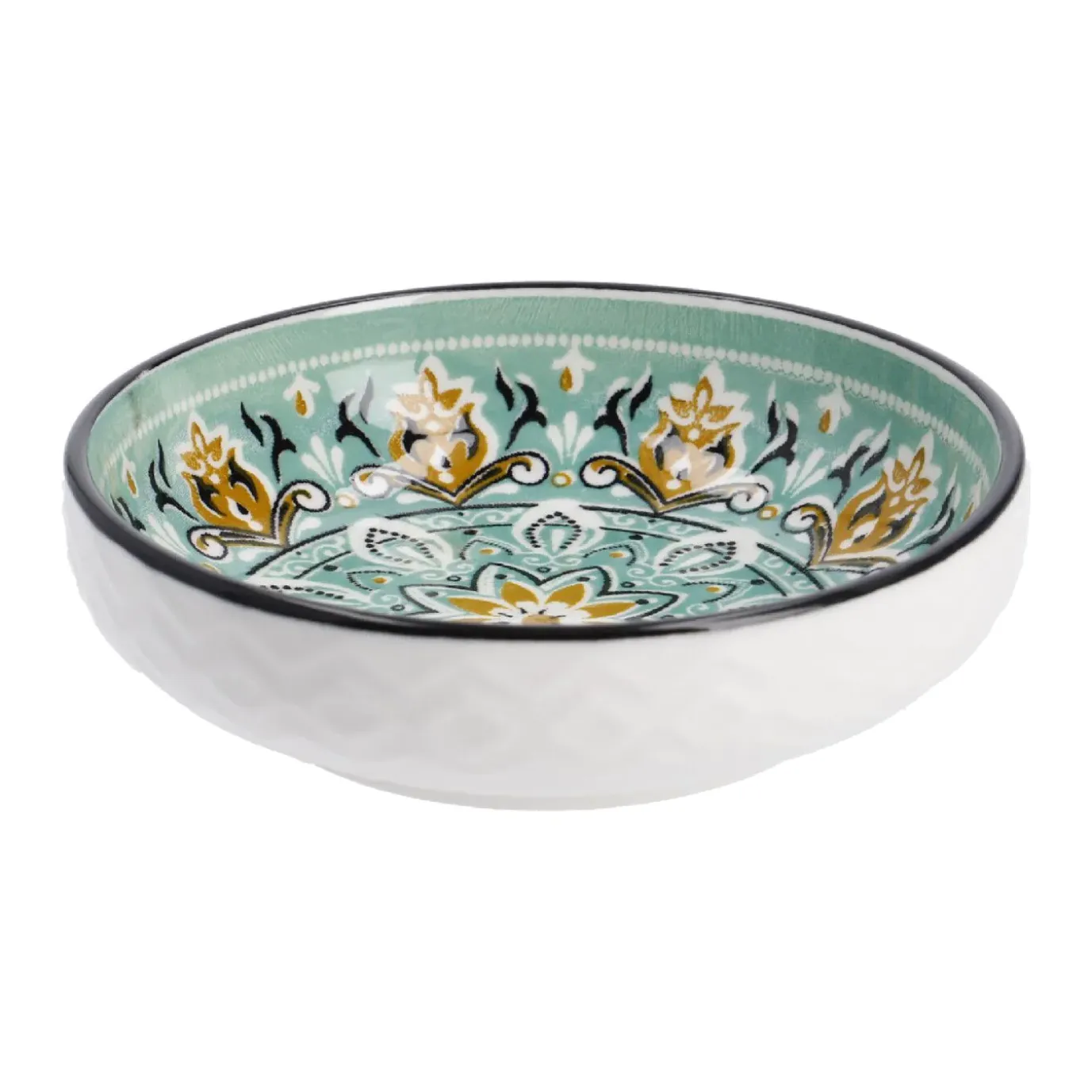 Schale China, Flach, Grün/braun, 9 Cm