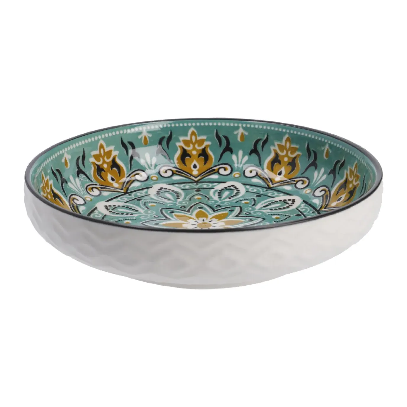 Schale China, Flach, Grün/braun, 15 Cm