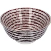 Schale China, Groß, Bordeaux/weiß, Stäbchen/Kreis