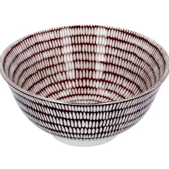 Schale China, Groß, Bordeaux/weiß, Stäbchen/Kreis