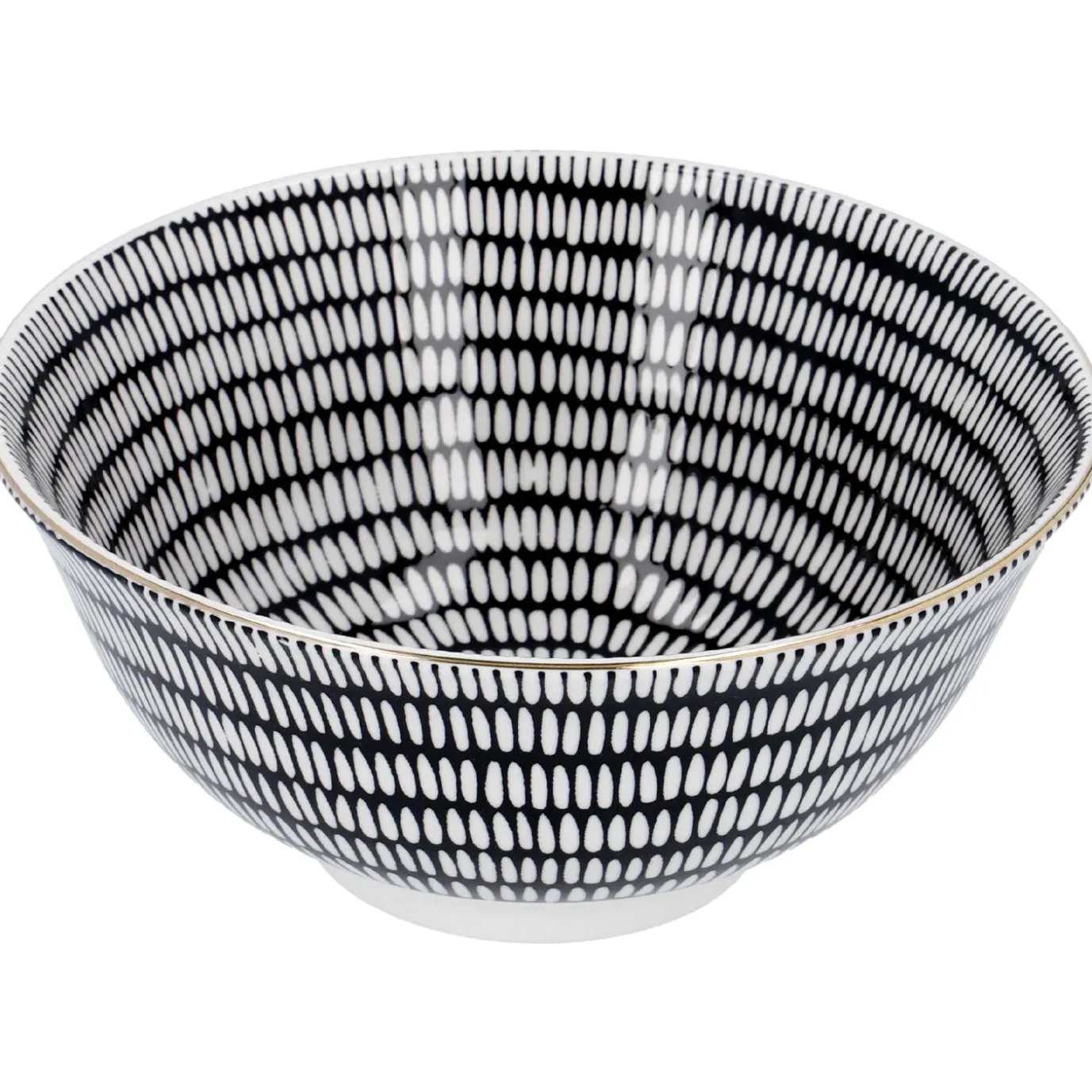 Schale China, Groß, Schwarz/weiß, Stäbchen/Kreis