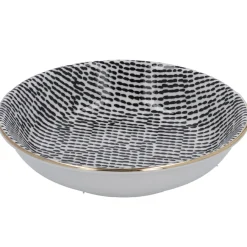 Schale China, Klein, Schwarz/weiß, Striche