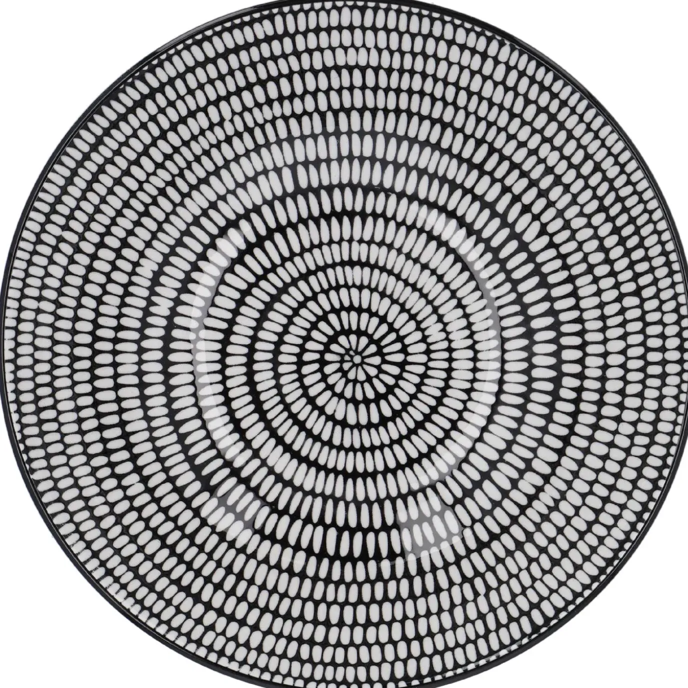 Schale China Mit Rand, Stäbchen/Kreis, Schw/wss, 17 Cm