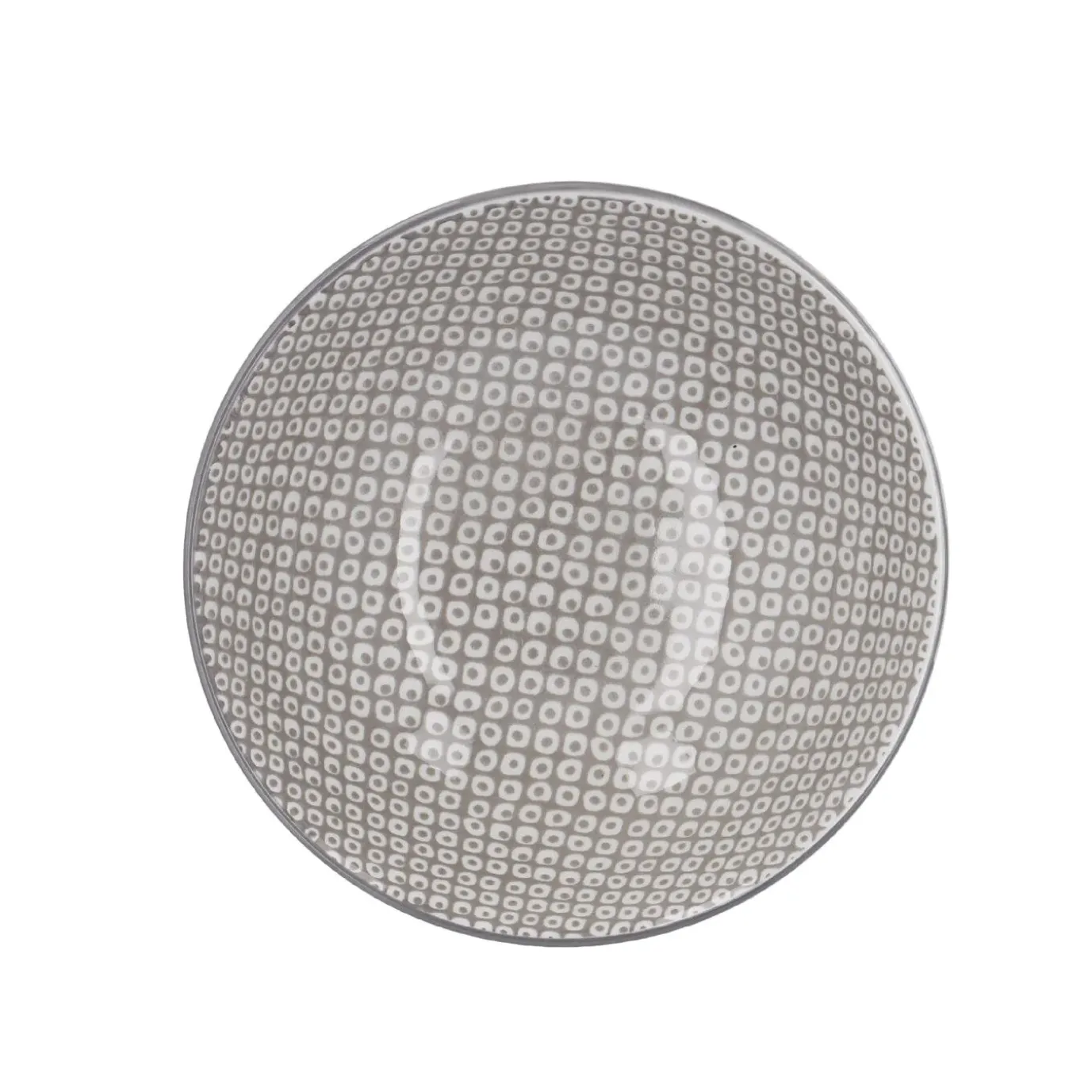 Schale China, Tief, Perlen, Dunkelgrau/wss, 13 Cm