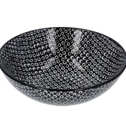 Schale China, Tief, Perlen, Schw/wss, 13 Cm