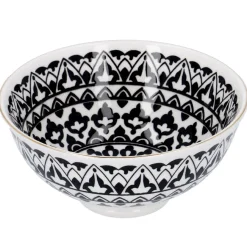 Schale China, Tief, Schwarz/weiß, Goldrand, Orient