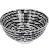 Schale China, Tief, Schwarz/weiß, Goldrand, Stäbchen/Kreis