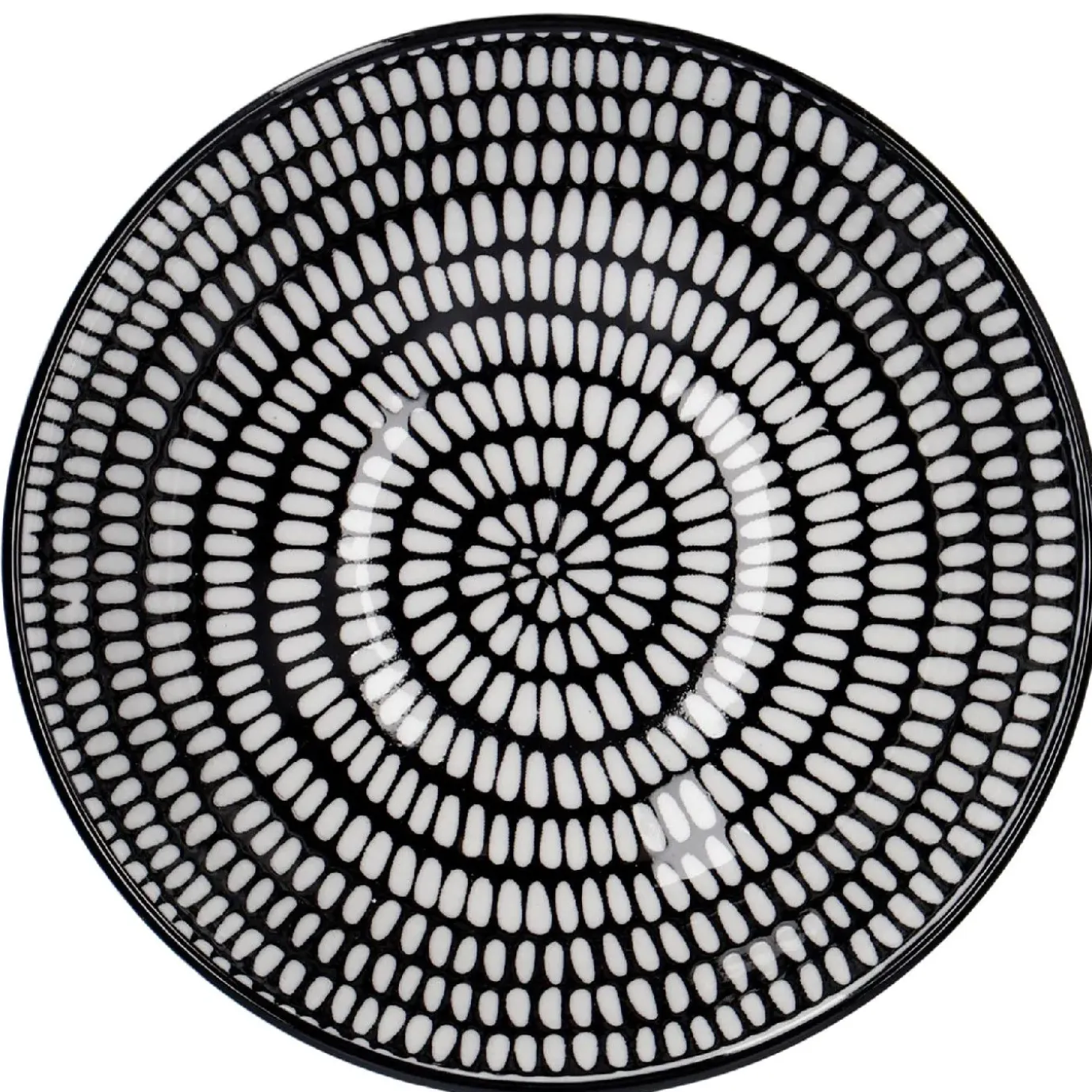 Schale China, Tief, Stäbchen/Kreis, Schw/wss, 13 Cm